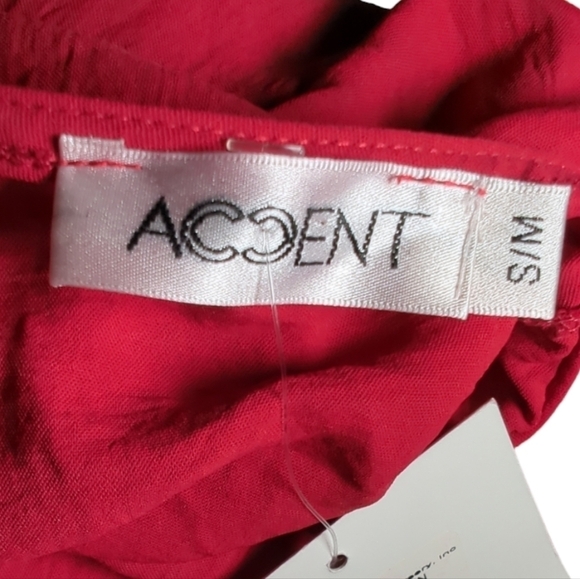 NWT Accent Balloon Sleeve Red Mini Dress Size S/M - Picture 2 of 6